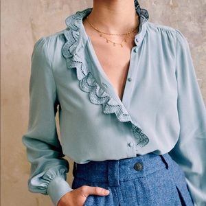 Sezane Chloe Light blue shirt. Like new. Sz 34.